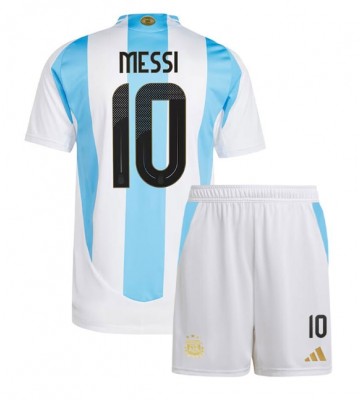 Argentina Lionel Messi #10 Hemmaställ Barn Copa America 2024 Kortärmad (+ Korta byxor)